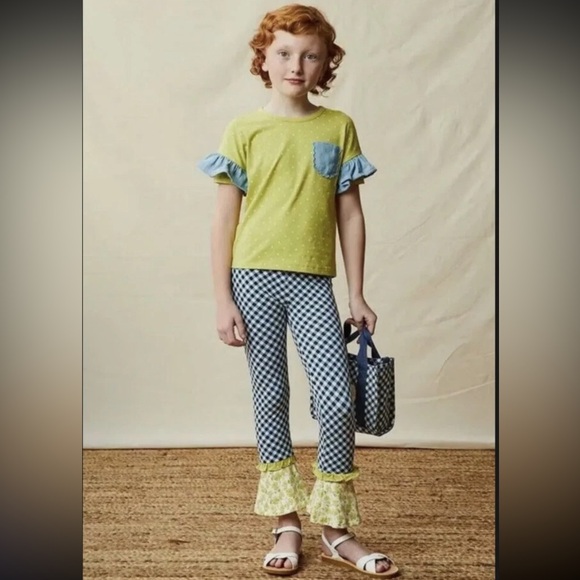 Matilda Jane Other - Matilda Jane Girl's Enchanted Garden Inner Artist Mixed-Print Gingham Pants Sz 4